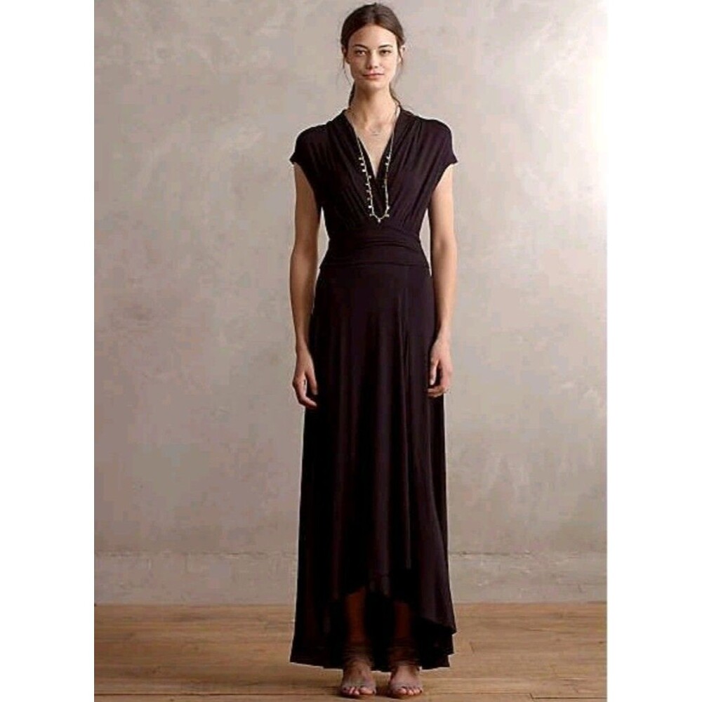 MAEVE by Anthropologie Desert star black maxi v-neck dress Small